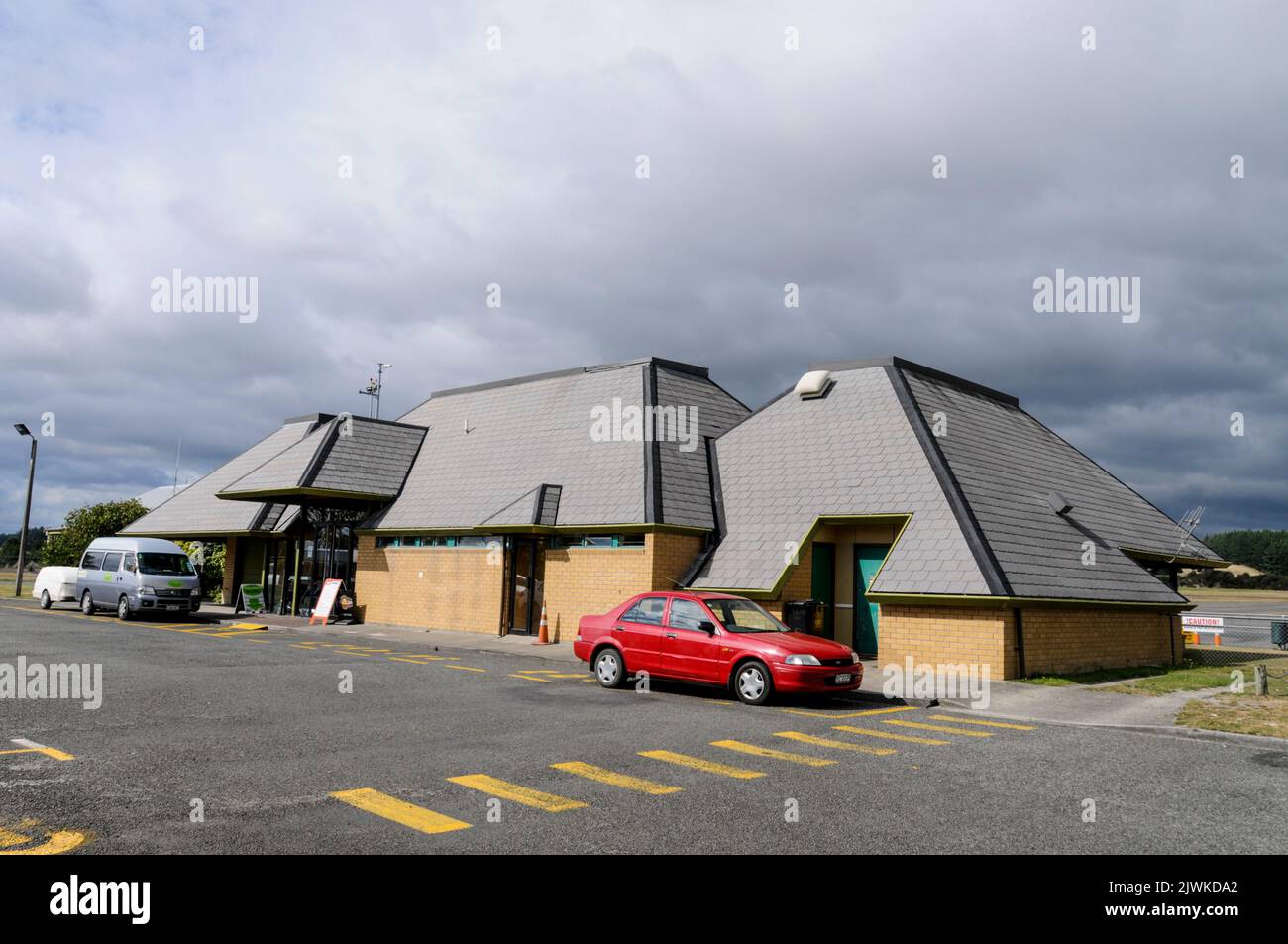 Passenger departure/Arrival terminal at Lake Taupo regional airport at Taupo, a town  on Lake Taupo, a volcanic caldera near the centre of New Zealand Stock Photo