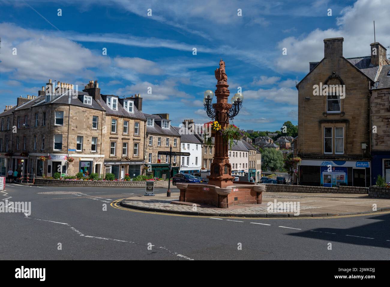 The Market Square in Jedburgh a small town in the Scottish Borders Stock Photo