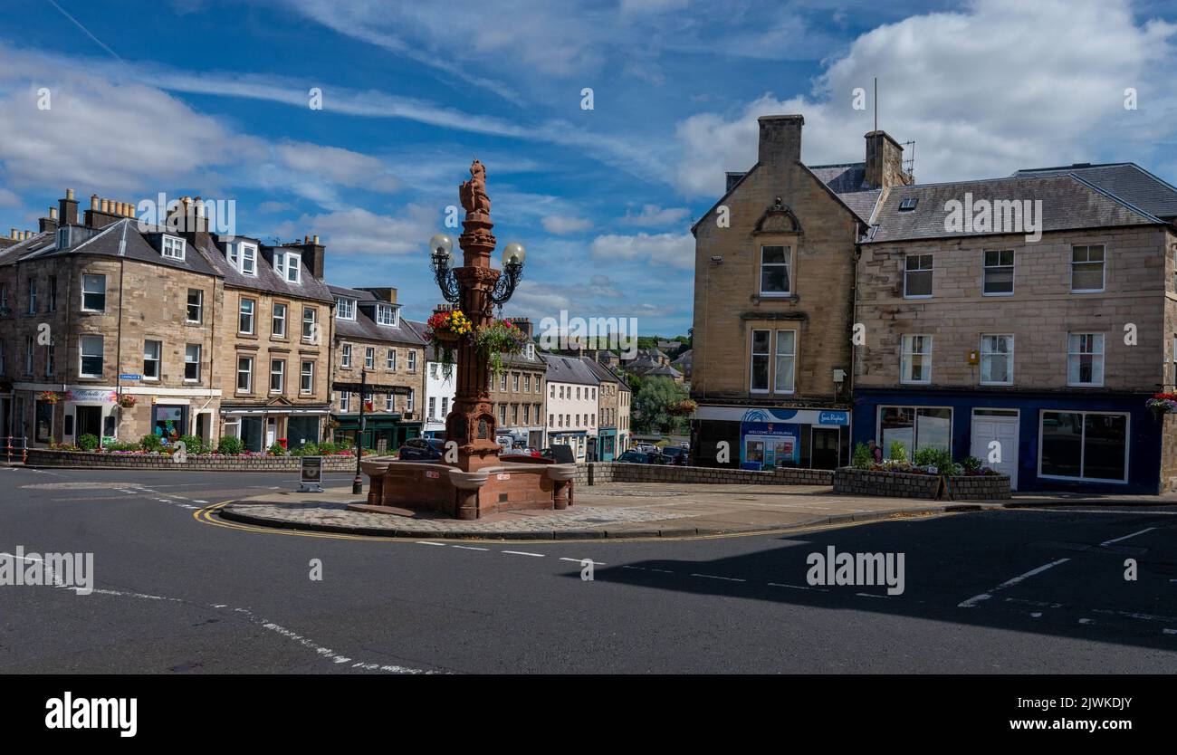 The Market Square in Jedburgh a small town in the Scottish Borders Stock Photo
