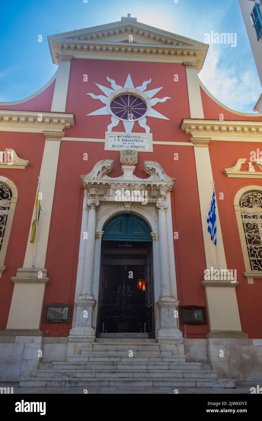 Holy Metropolitan Church of the Virgin Mary Spilaiotissa, Saint Blaise and Saint Theodora Augusta in Corfu Town Stock Photo