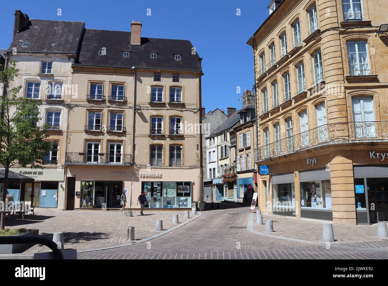 SEDAN, FRANCE, 6 AUGUST 2022: View of the Tourist Office and old buildings on Place d'Armes in Sedan. Sedan is a popular tourist destination in the Ar Stock Photo