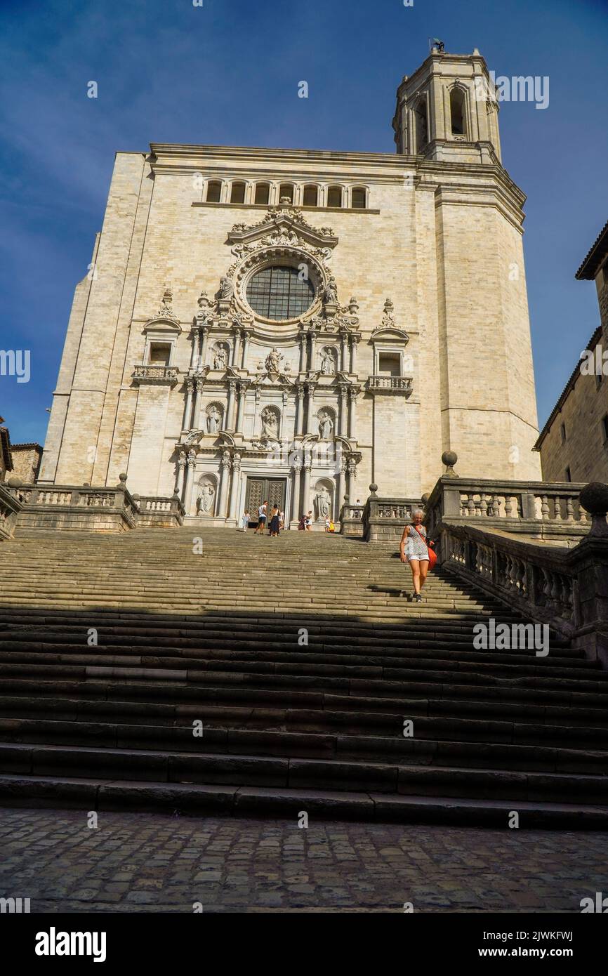 Church of Girona in the center of the city. Editorial Stock Photo