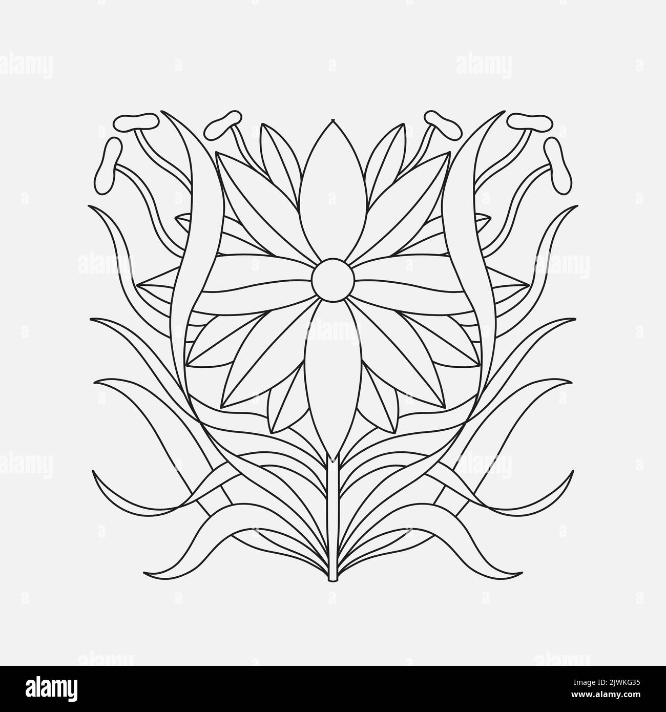 Art nouveau style flower plant stencil basic element. 1920-1930 years ...