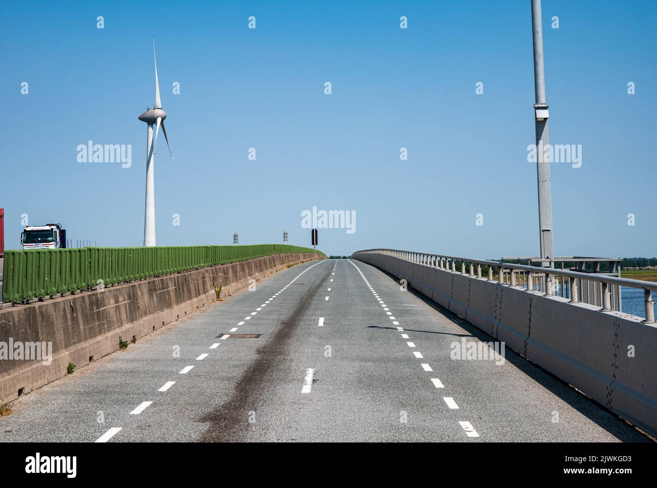 Nagele, Flevoland, The Netherlands - 07 20 2022 - View over the Ketel bridge with the A6 freeway Stock Photo