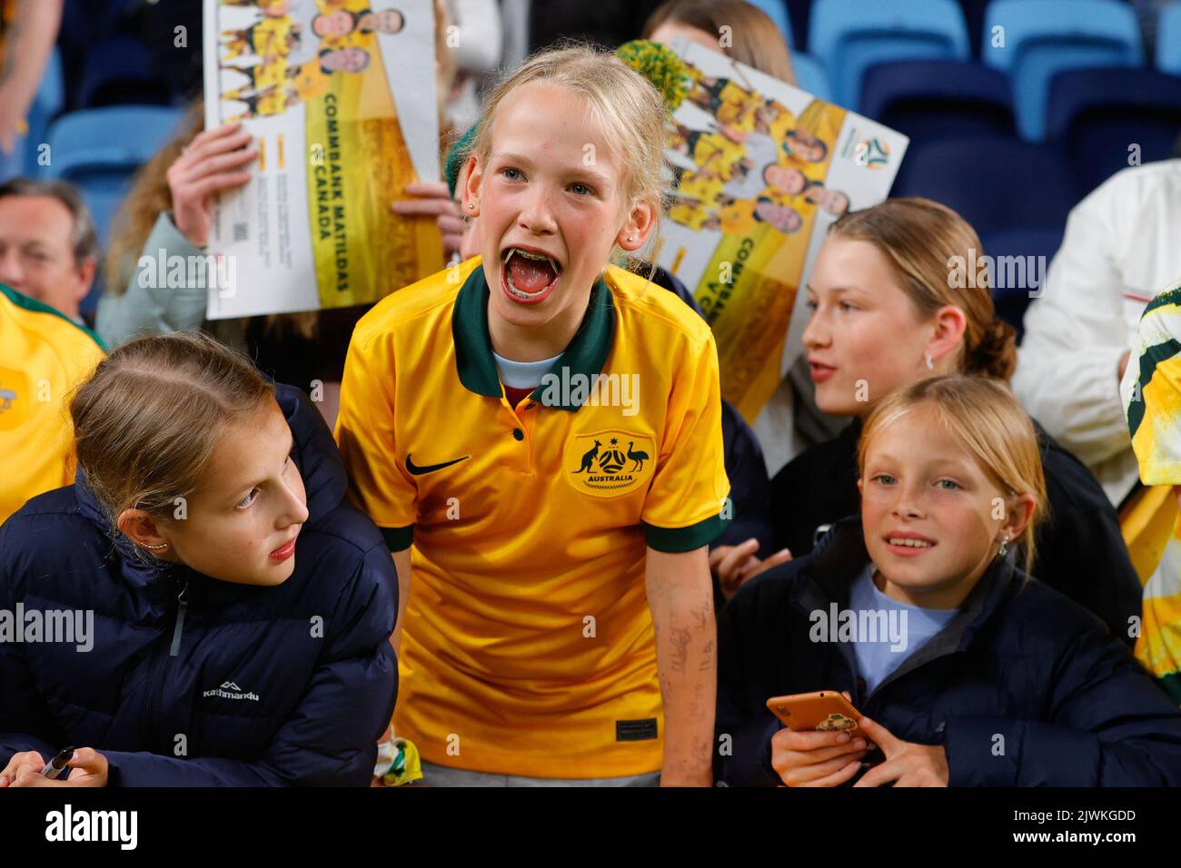 Sydney, Australia. 06th Sep, 2022. Sam Kerr of Matildas mania, fans scream for their idol during the Women's Friendly match between CommBank Matildas (Australia Women) and Canada Women at Allianz Stadium, Sydney, Australia on 6 September 2022. Photo by Peter Dovgan. Editorial use only, license required for commercial use. No use in betting, games or a single club/league/player publications. Credit: UK Sports Pics Ltd/Alamy Live News Stock Photo