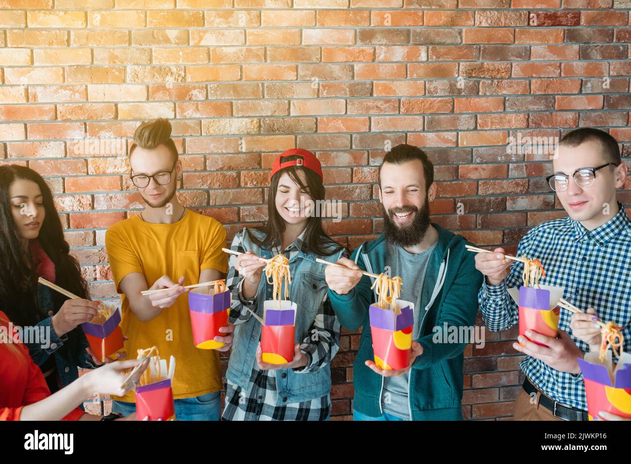 millennials business lunch corporate team spirit Stock Photo