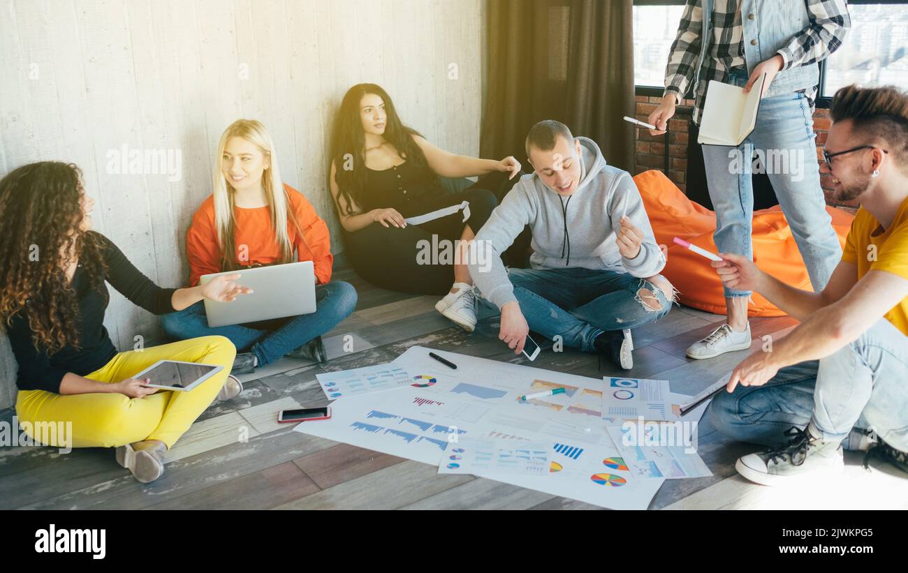 business team meeting strategy millennials diverse Stock Photo
