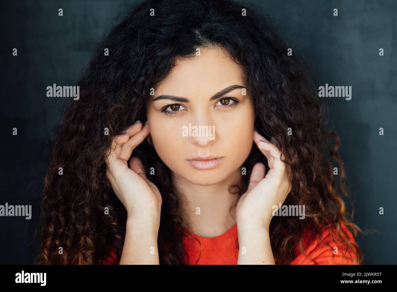 tempting confident emotional lady portrait Stock Photo - Alamy