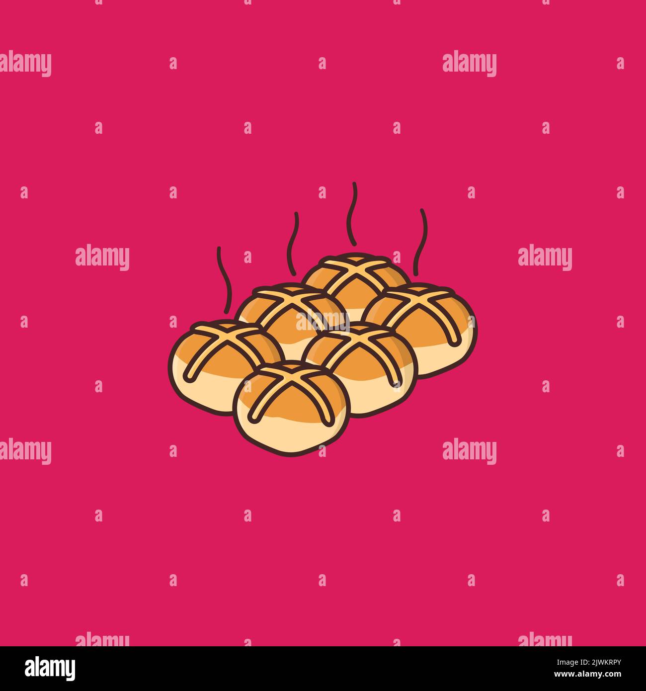 Six buns vector illustration for Hot Cross Buns Day on September 11 Stock Vector