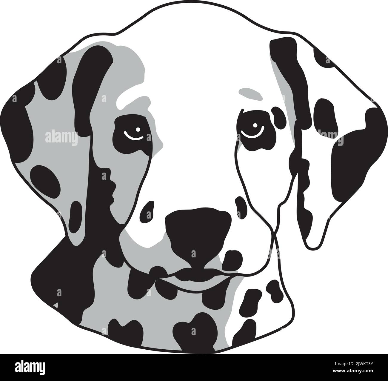 Cute Dalmatian puppy portrait vector illustration, shaded Stock Vector