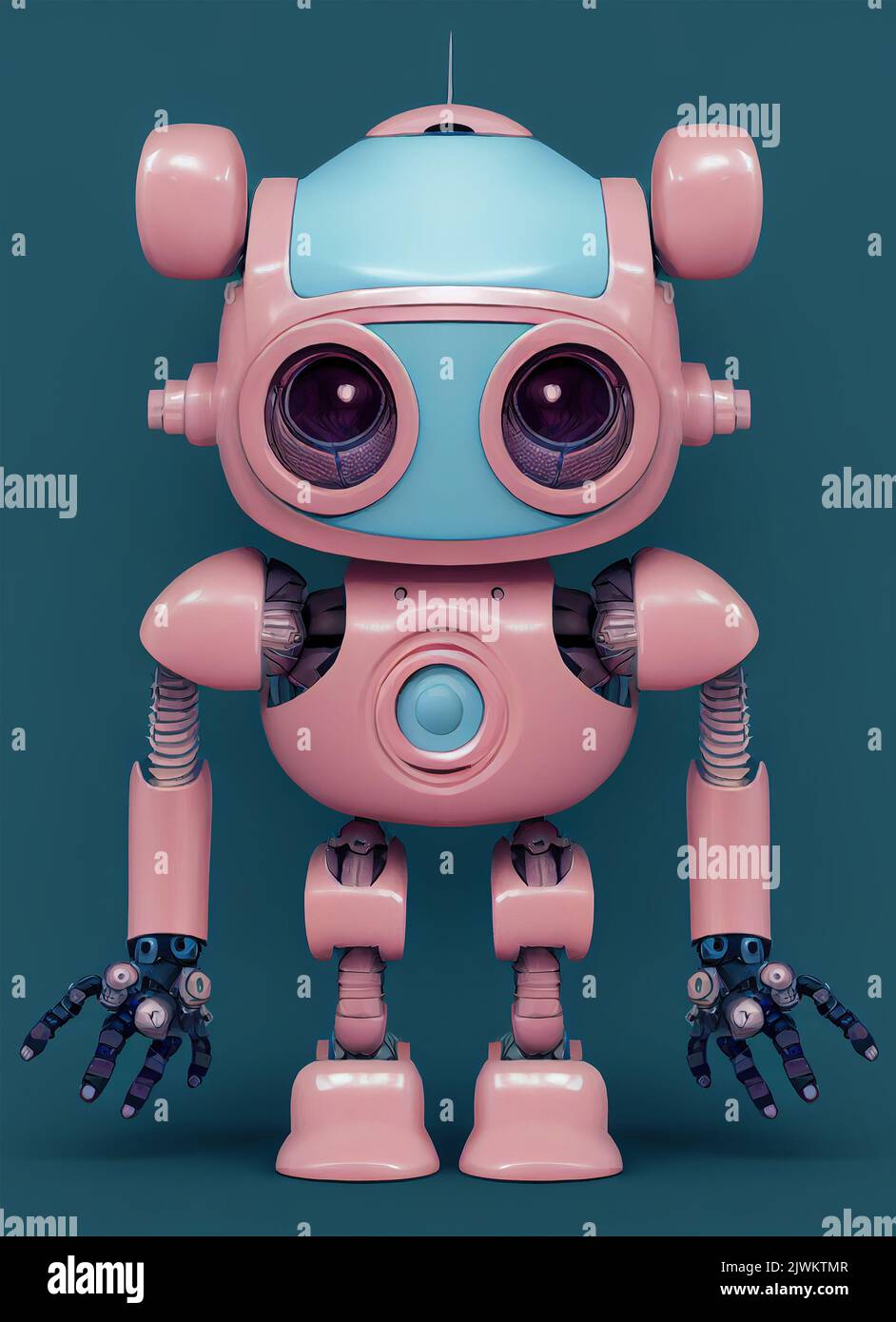 Illustrative drawing of a little robot. Ideal figure for virtual or
