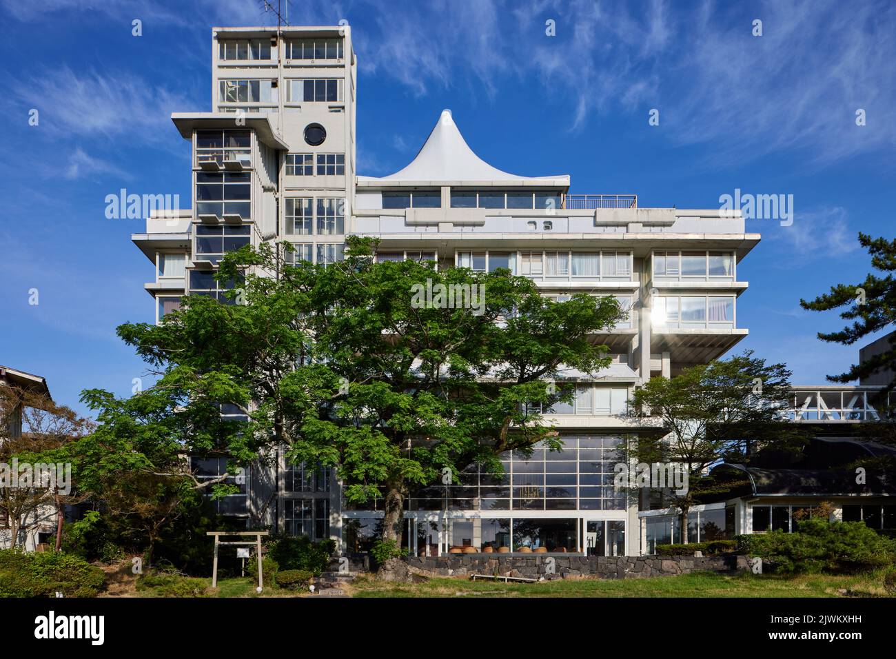 Tokoen Hotel (Kikutake Kiyonori, 1964); Yonago, Tottori Prefecture, Japan Stock Photo