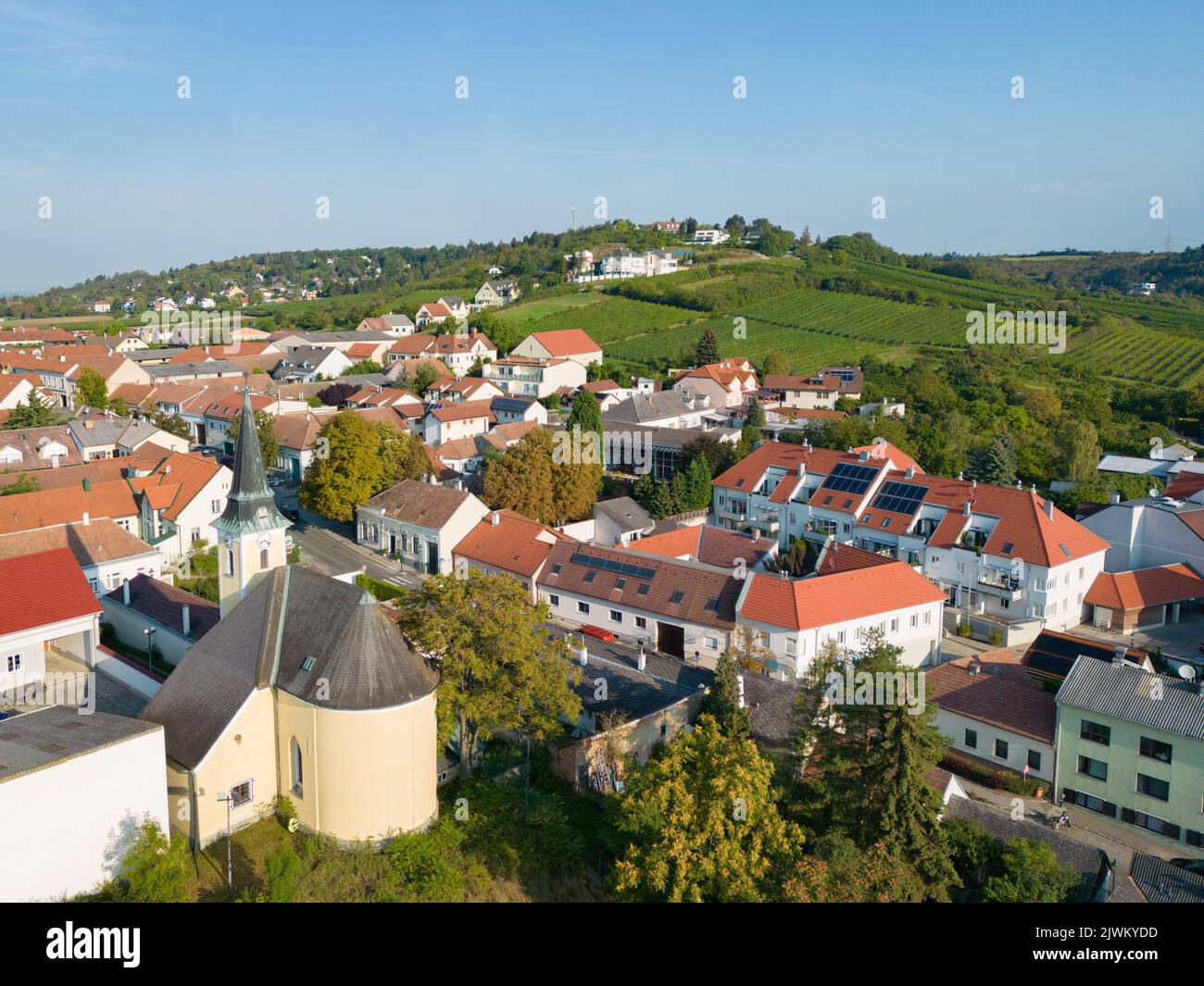 Hagenbrunn in Weinviertel. Aerial view of the famous town in Lower Austria. Stock Photo