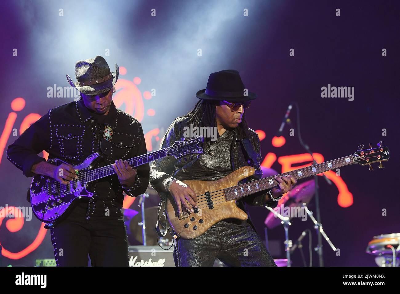 Rio de Janeiro, Brazil,September 2, 2022. Guitarist Vernon Reid and bassist Doug Wimbish of the rock band Living Colour, during a concert at Rock in R Stock Photo