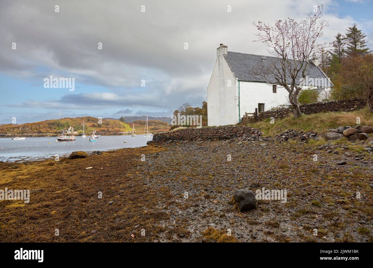 View of Dry-Island, Bedachro, Scotland. Stock Photo