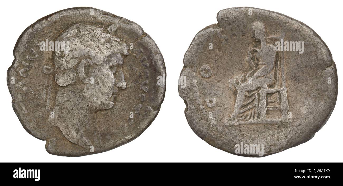 denarius. Hadrian (Roman emperor; 117-138), emperor Stock Photo