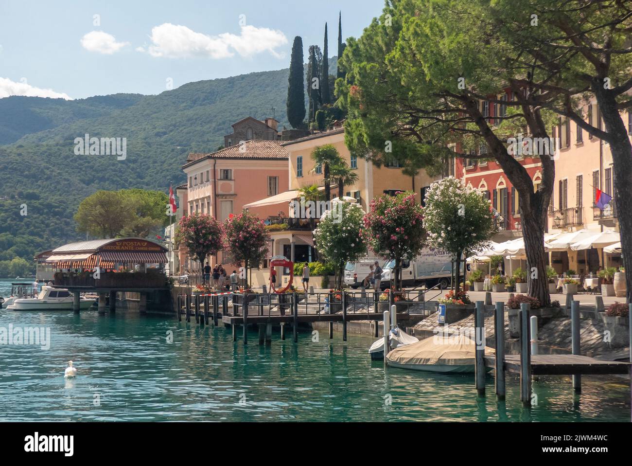 Ticino, Switzerland: the pretty lakeshore village of Morcote on Lake Lugano Stock Photo