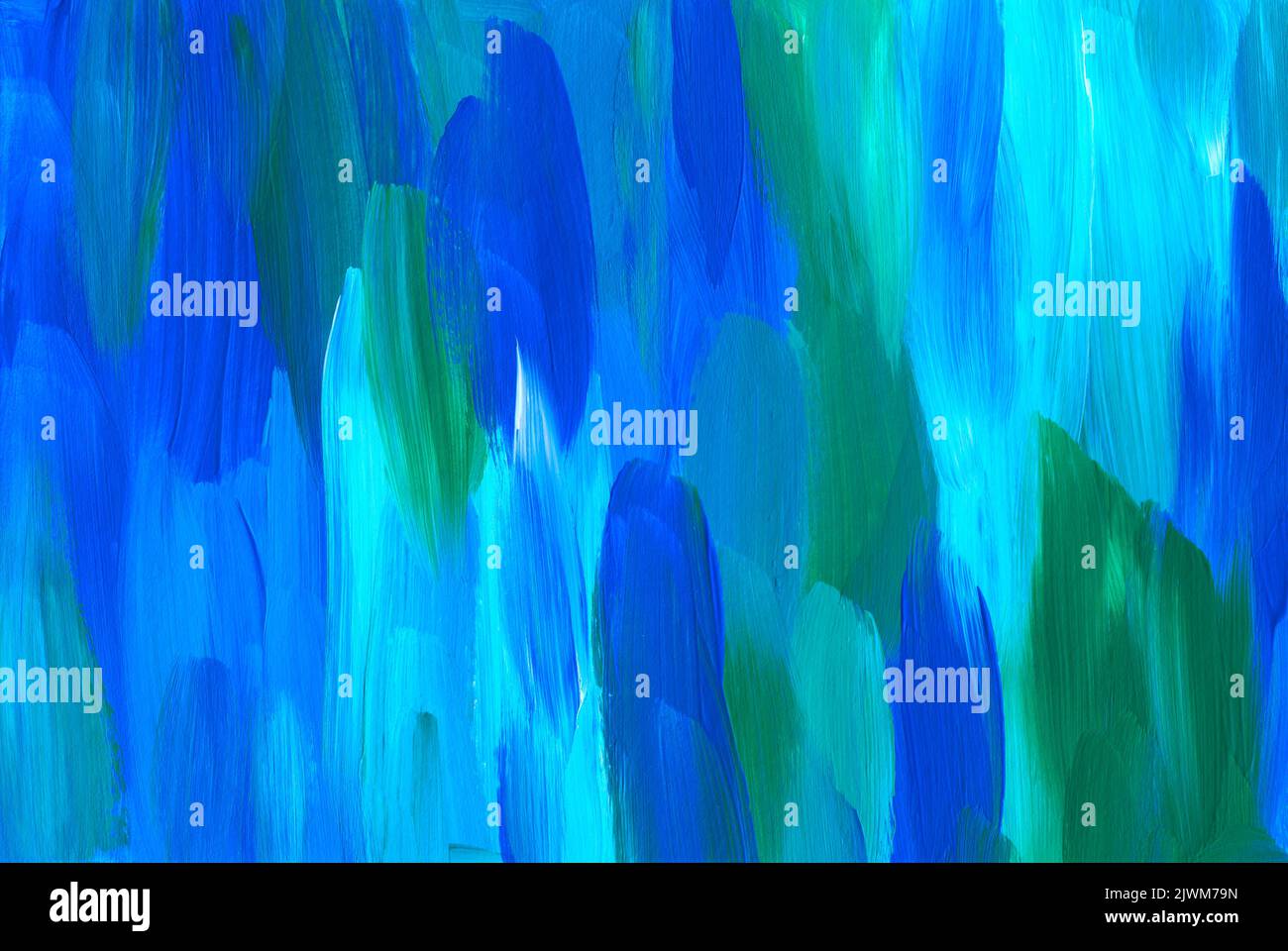 Abstract blue and green art painting background texture. Multicolored abstraction. Conceptual artwork. Stock Photo