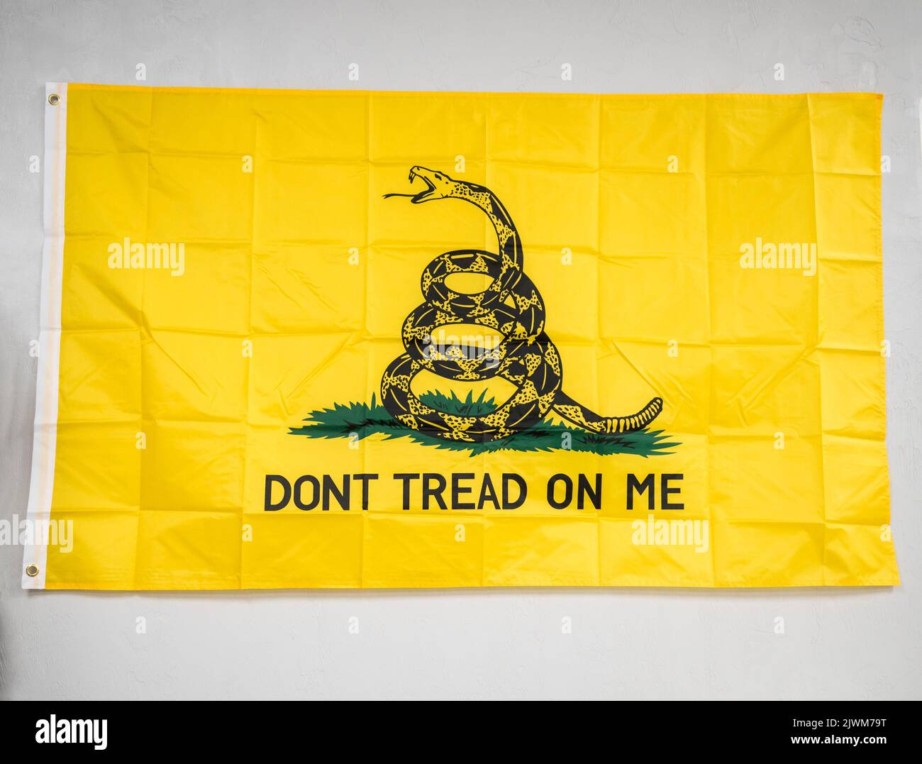 Although often referred to as the “Don’t Tread on Me” flag, the correct name is the Gadsden flag, named after its designer, Christopher Gadsden. Stock Photo
