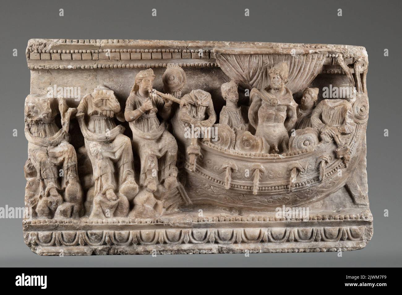 Funerary urn with representation of Odysseus and Sirens. unknown, author Stock Photo