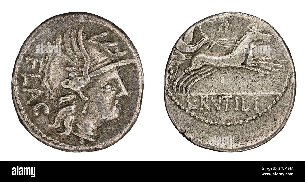 Denarius Rutilius Flaccus L fl 77 A C Monetary Officer Republika Rzymska Issuer Stock 