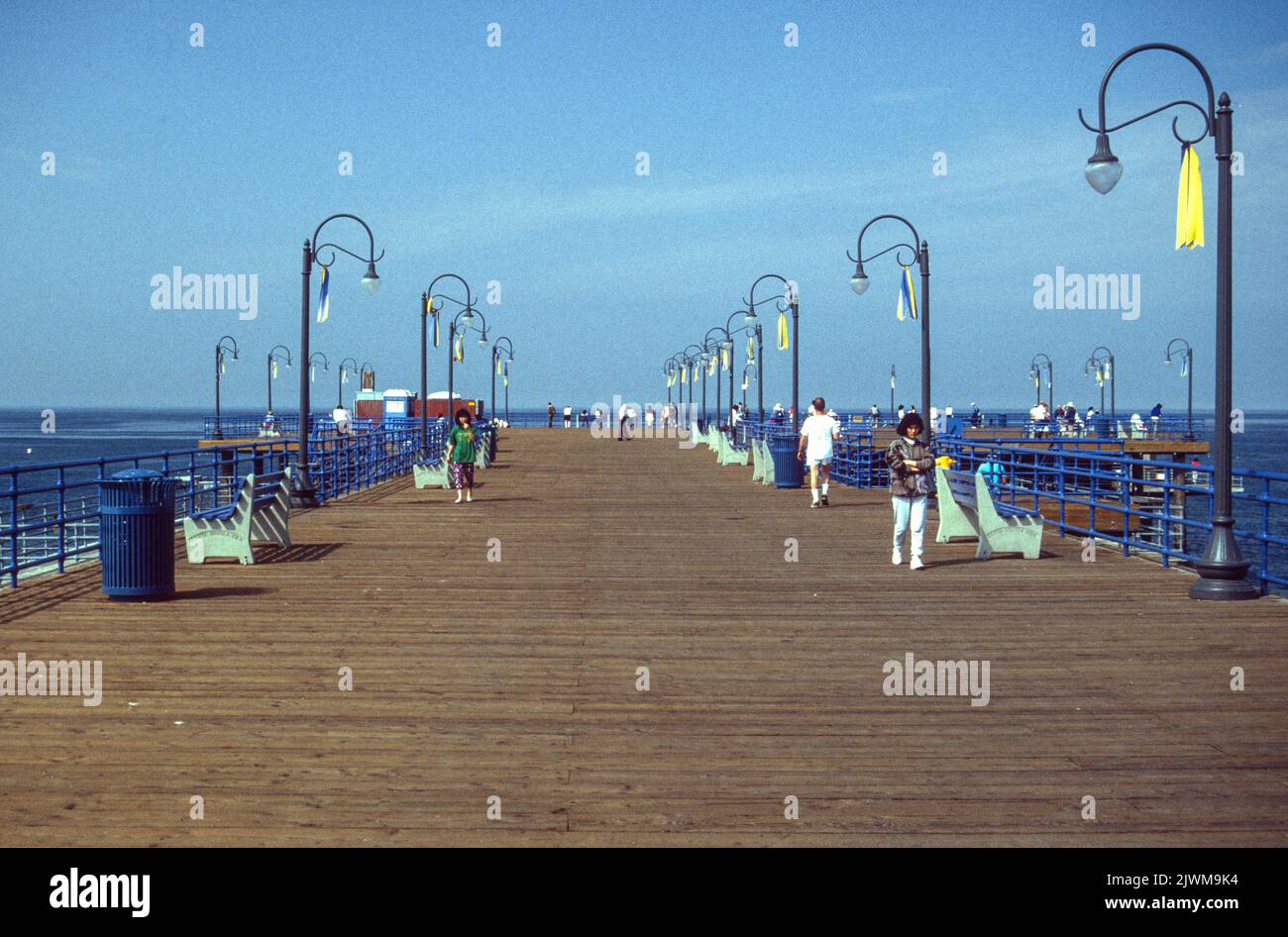 Early morning at Santa Monica Pier in 1990, California, USA Stock Photo