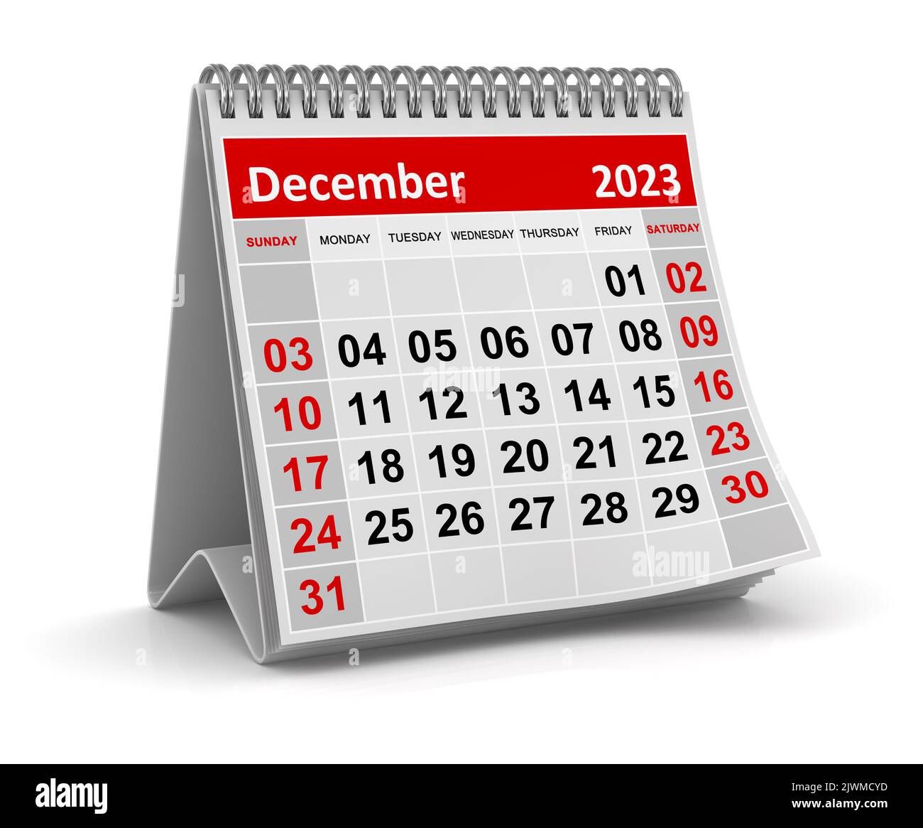 December 2023 , This is a 3d rendered computer generated image. Isolated on white. Stock Photo