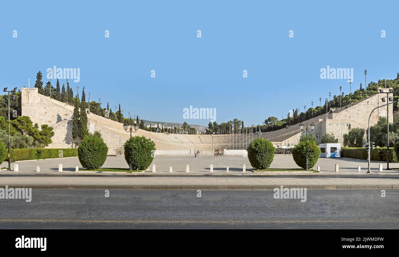 The Panathenaic Stadium (or kallimarmaro, hosted the first modern Olympic Games in 1896)  in Athens, Greece Stock Photo