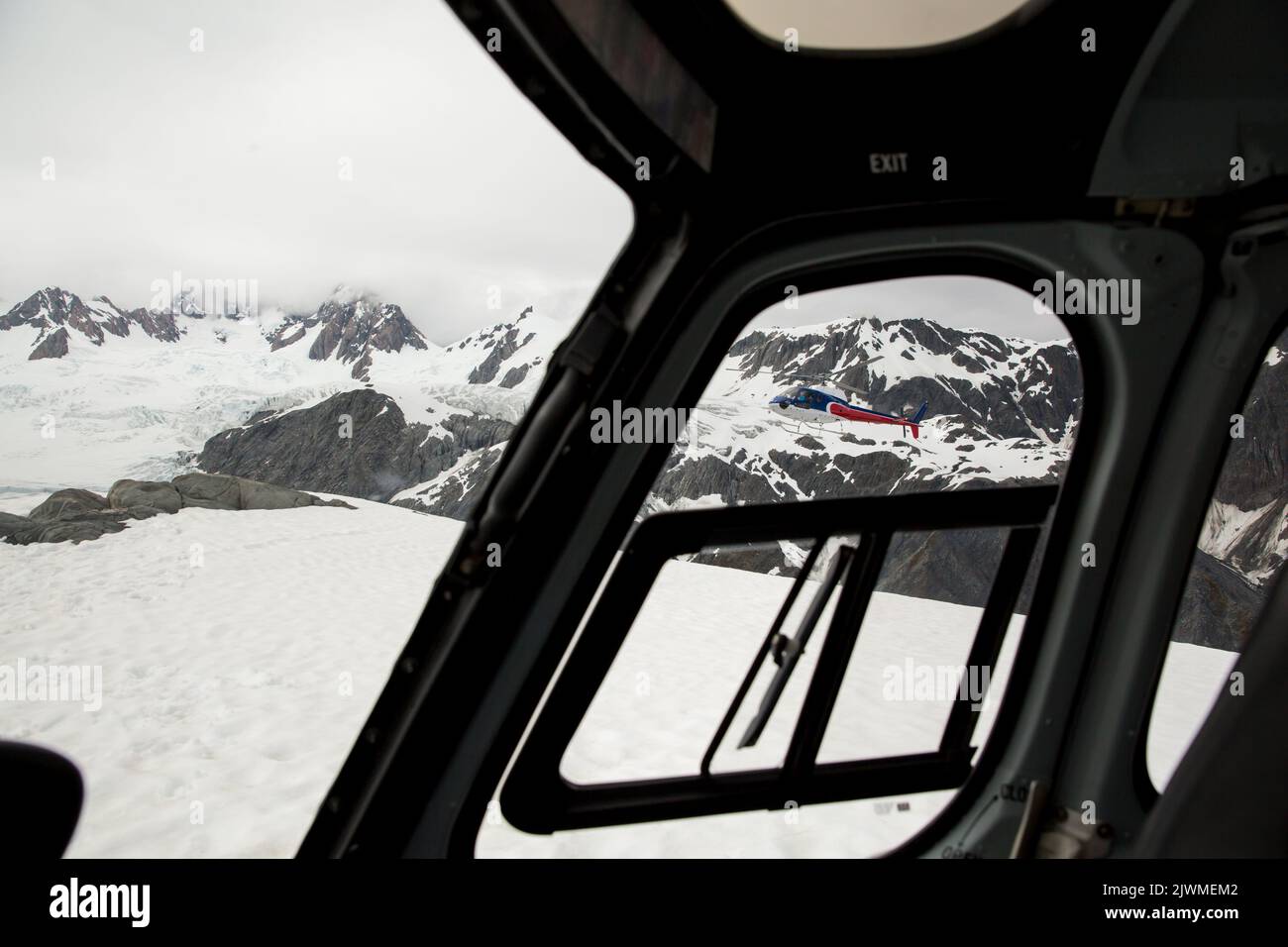 Helicopter out window on Fox Glacier Stock Photo - Alamy