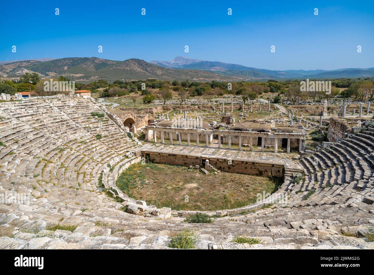Theatre in Aphrodisias ancient city, Aydin, Turkey. Stock Photo
