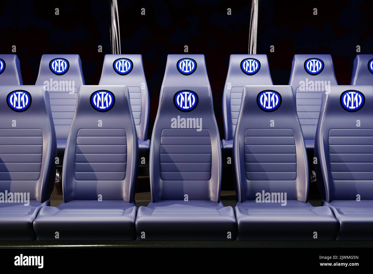 Inter football club. Substitute bench seat. 3D Render Stock Photo