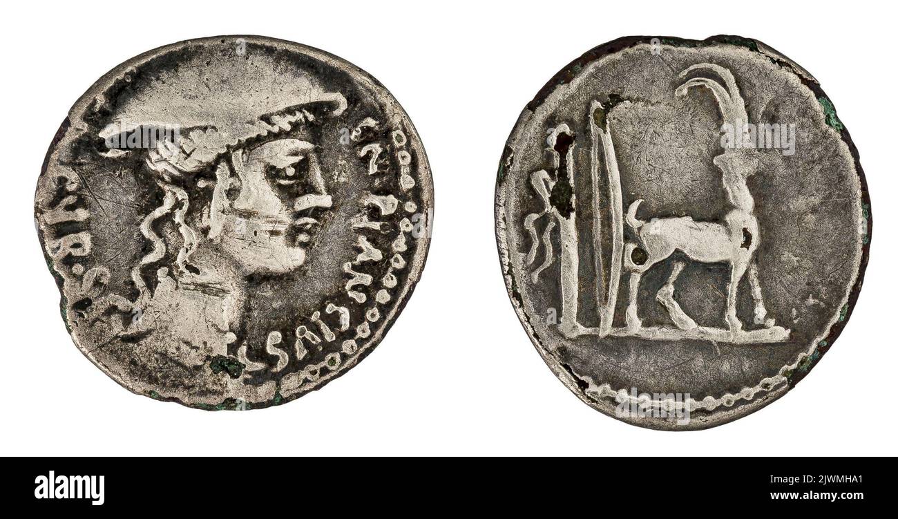 Denarius subaeratus Plancius Cn fl 55 A C Monetary Officer Republika Rzymska Issuer 