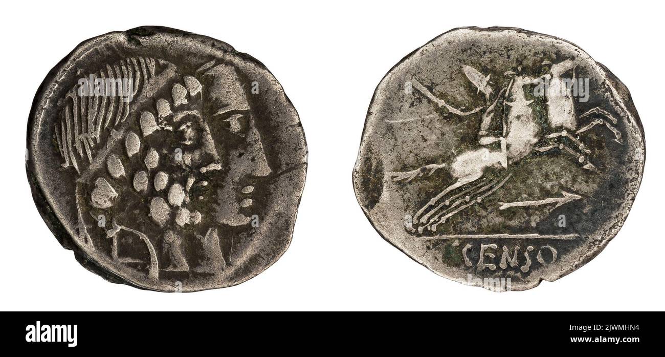 denarius. Marcius Censorinus, C. (fl. 88 a.C.), monetary officer, Republika Rzymska, issuer Stock Photo