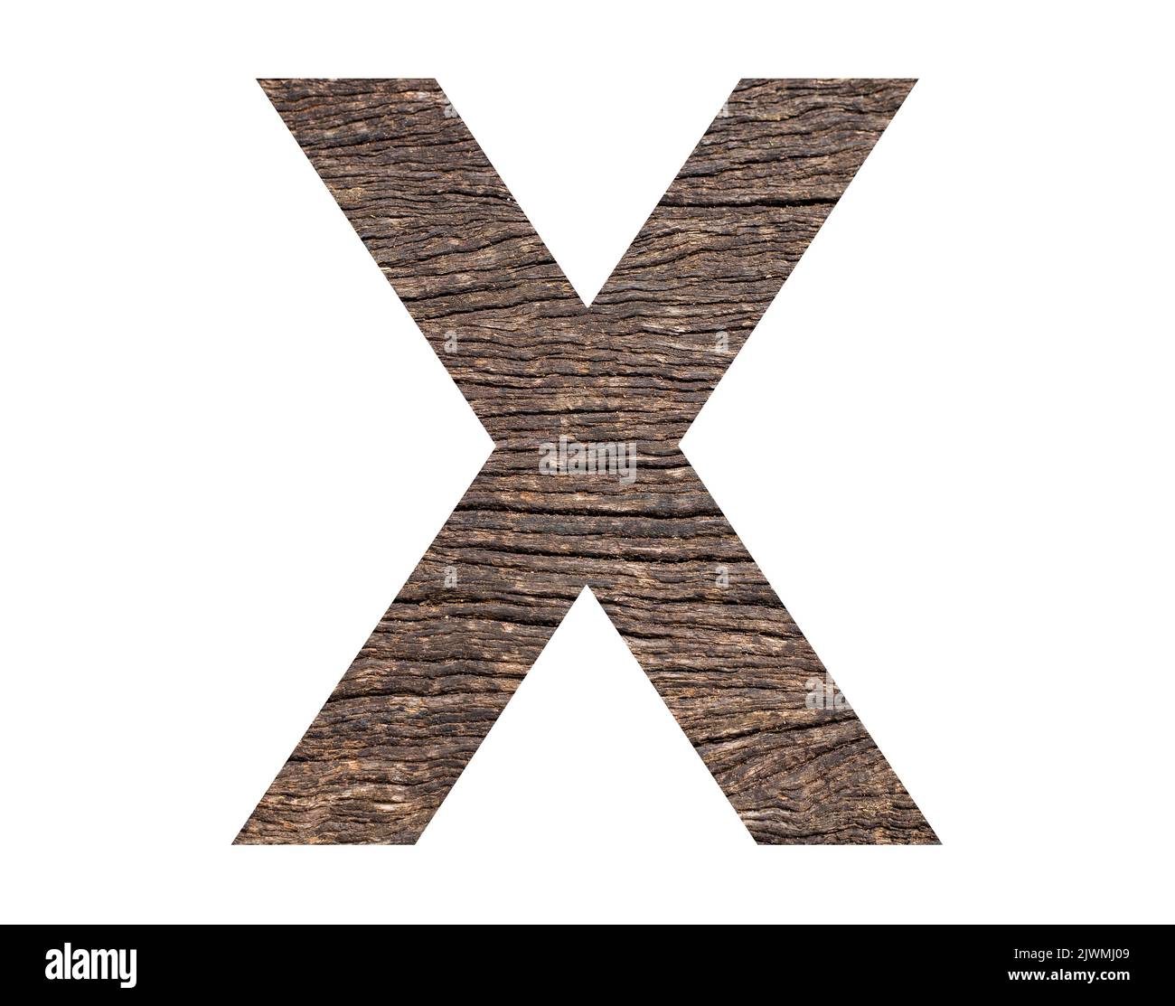 Alphabet letter X - Rustic tree bark background Stock Photo