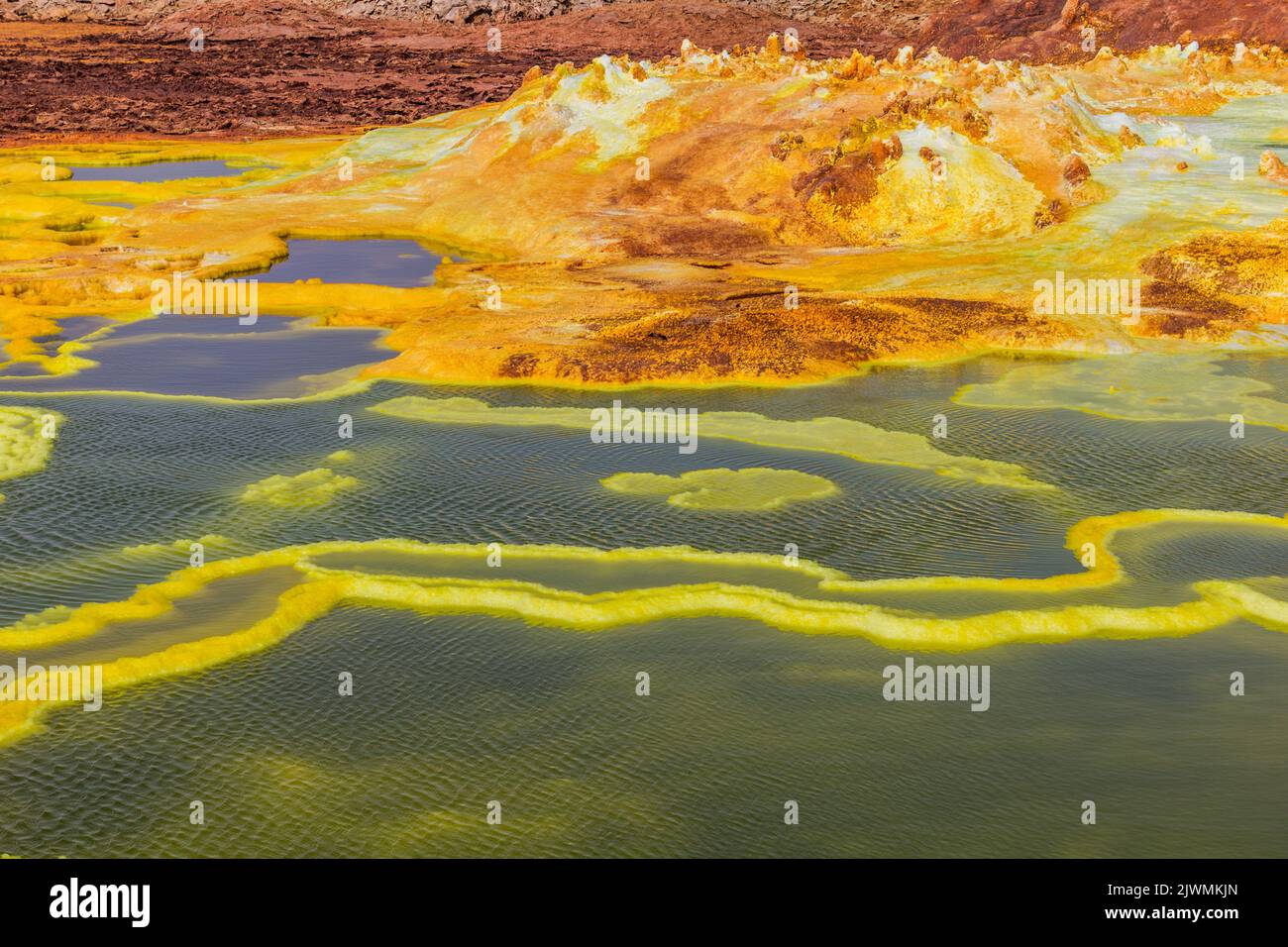 Colorful sulfuric lakes in Dallol volcanic area, Danakil depression, Ethiopia Stock Photo
