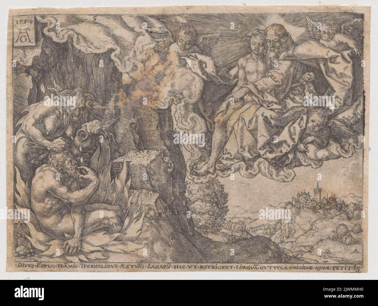 Lazarus in Abraham’s bosom. Aldegrever, Heinrich (1502-1555/1561), graphic artist Stock Photo