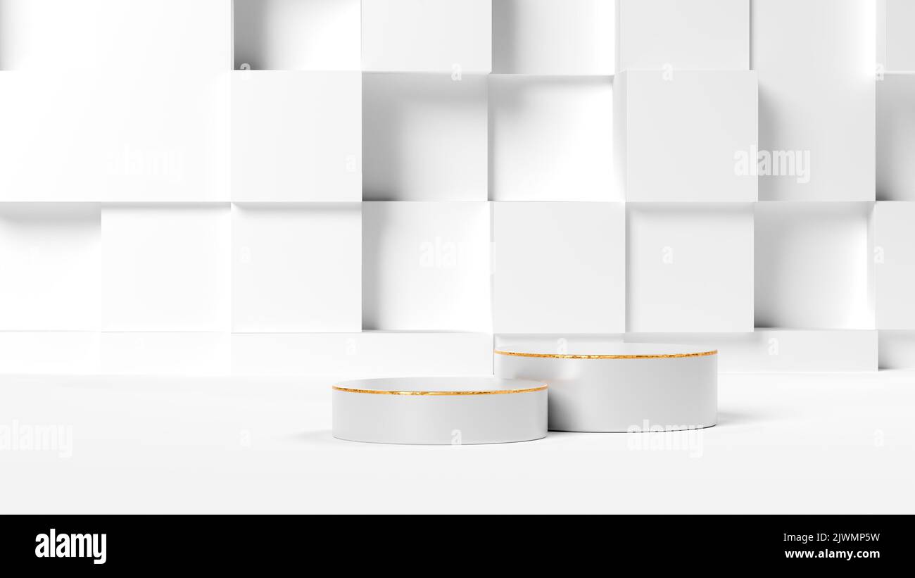 3D Rendering abstract minimal white showcase, mockup for product scene ...