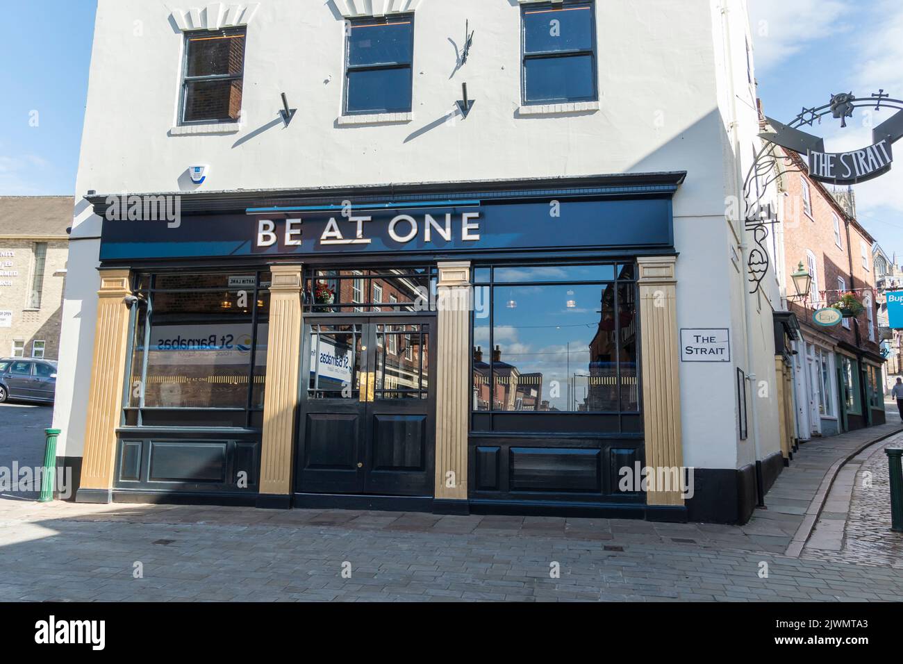 Be At One cocktails bar opening soon, High street Lincoln city 2022 Stock Photo