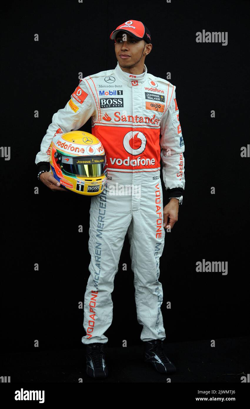 Lewis Hamilton of the McLaren Mercedes team poses for the drivers