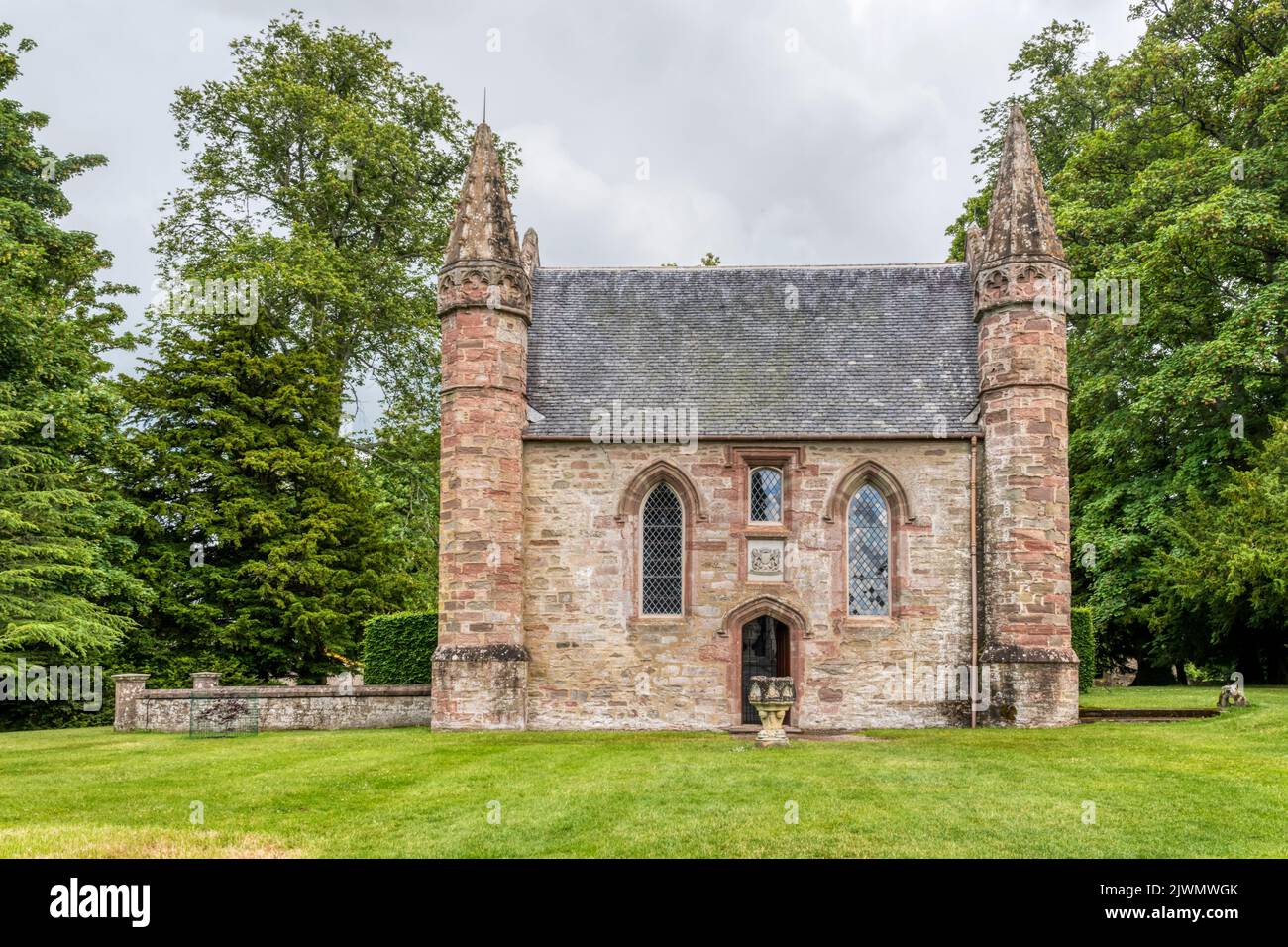 Chapel in the grounds of Scone Palace, where Kings of Scotland were crowned until 1296. Stock Photo