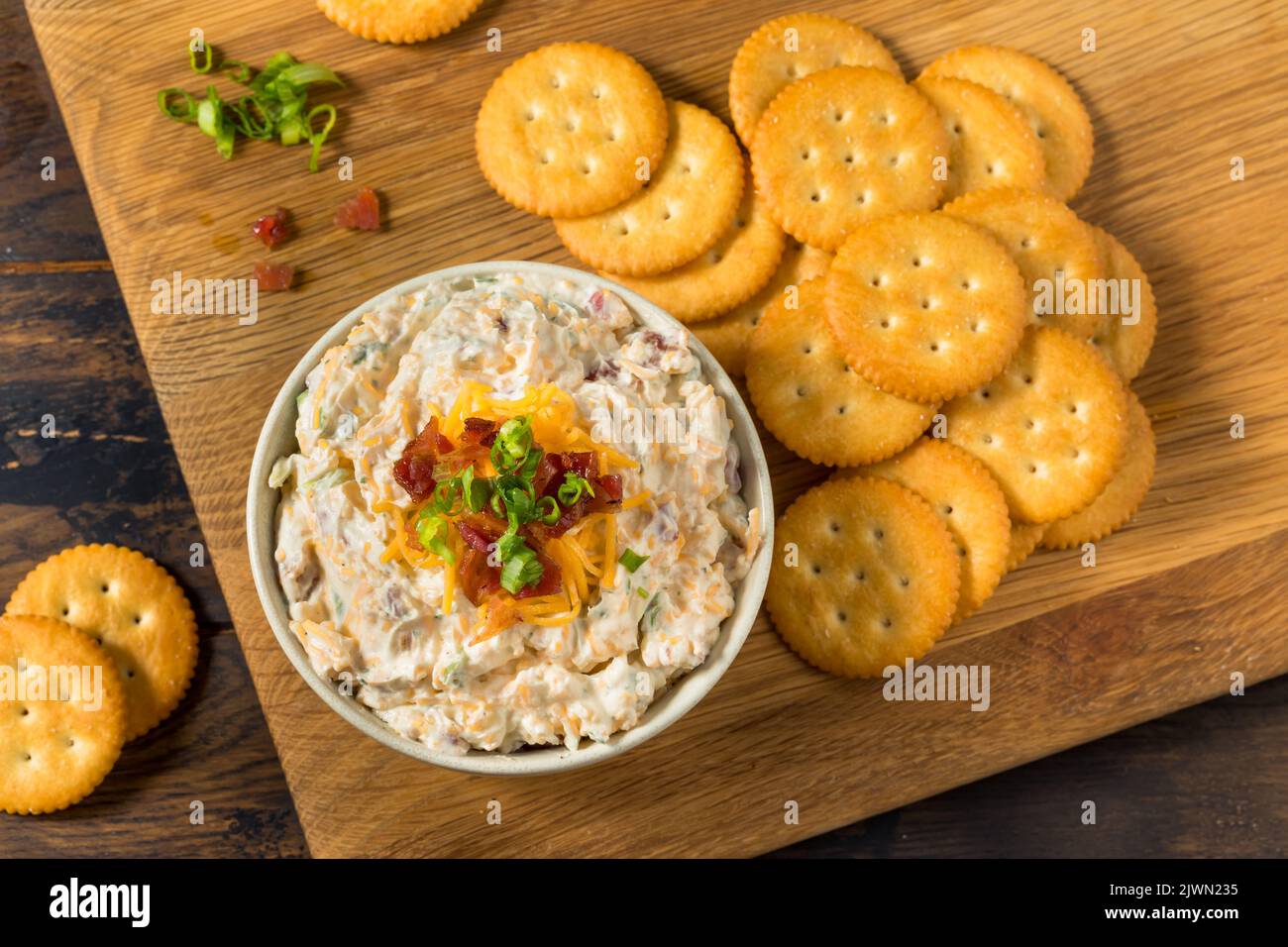 Homemade Creamy Bacon Crack Dip Appetizer with Mayo Stock Photo