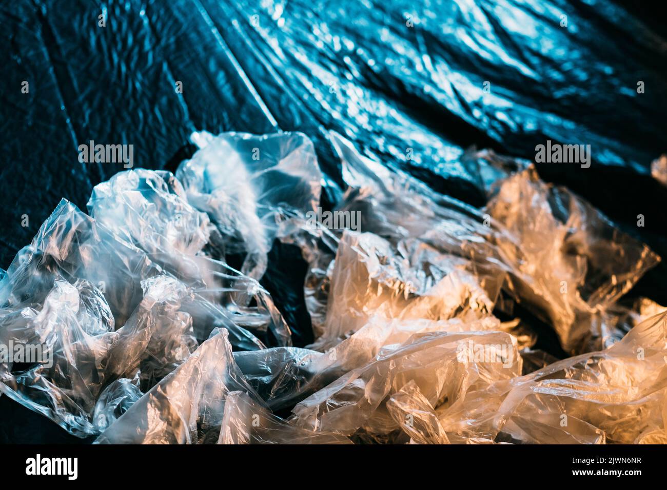 plastic pollution soil contamination cellophane Stock Photo