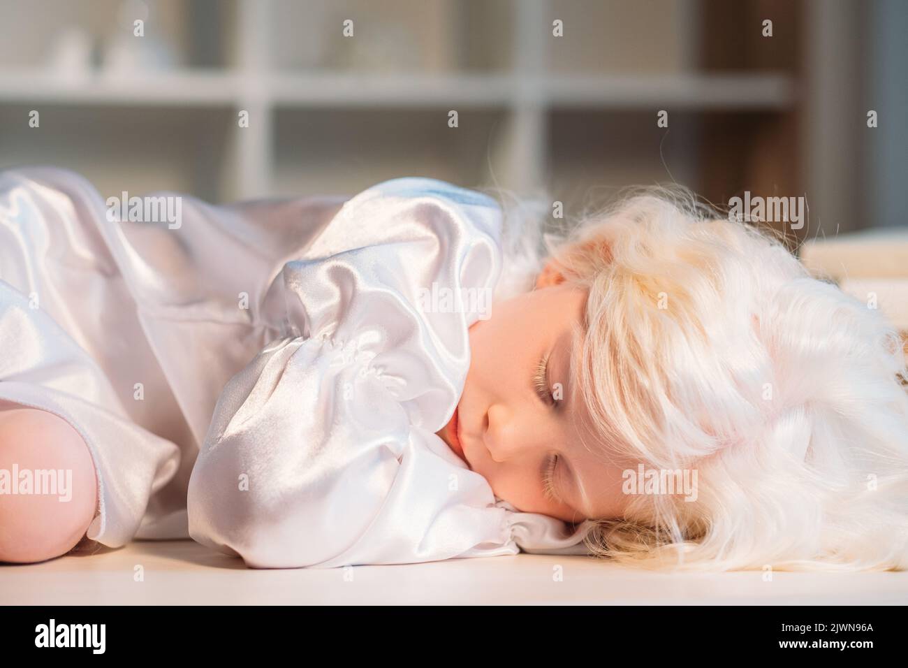 child nap kid innocence cute blonde girl sleeping Stock Photo