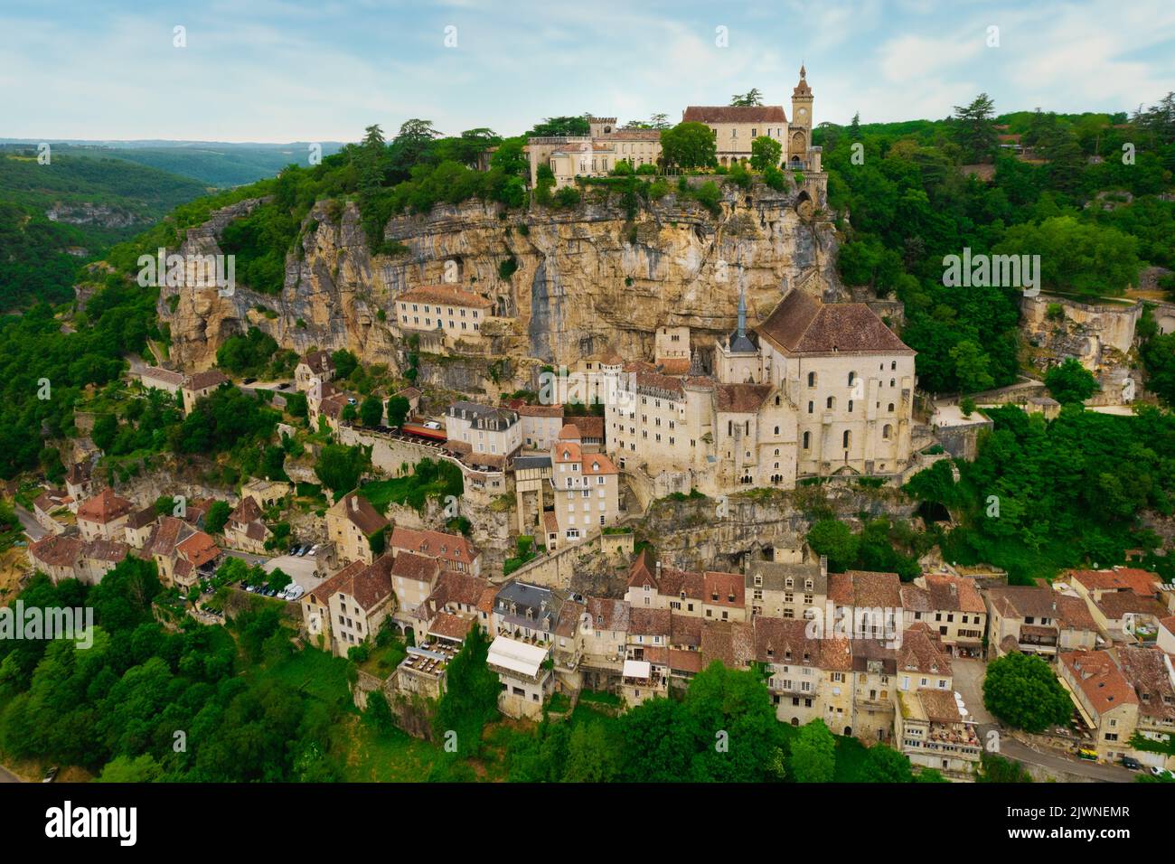 Aerial shot of the famous rocamadour village in France Stock Photo