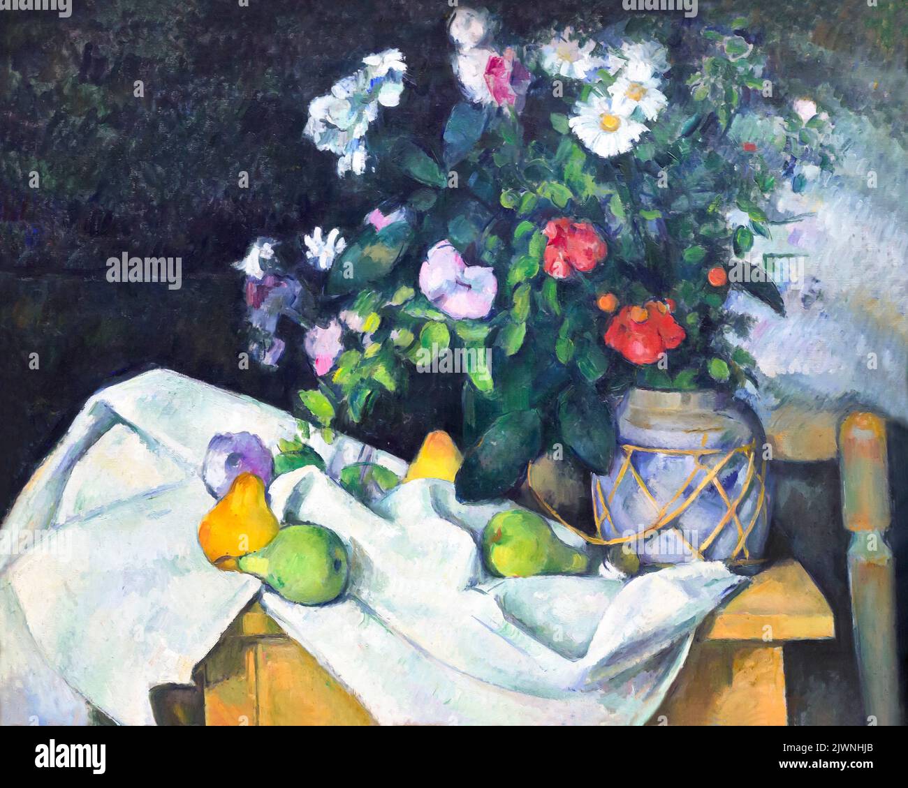 Still Life with Flowers and Fruit, Paul Cezanne, circa 1890,  Alte Nationalgalerie,Berlin, Germany, Europe Stock Photo
