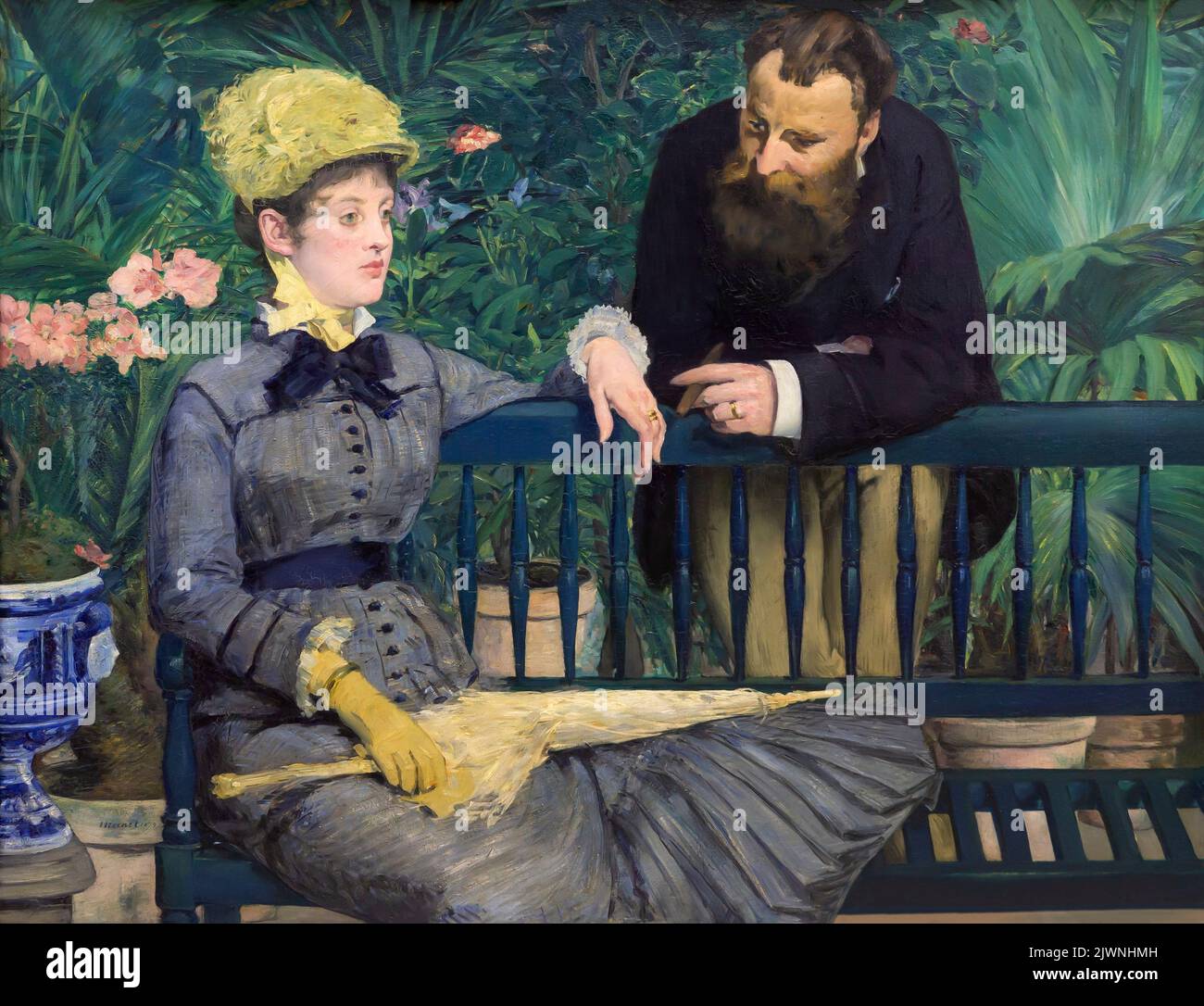 In the Conservatory, Edouard Manet, 1879, Alte Nationalgalerie, Berlin, Germany, Europe Stock Photo