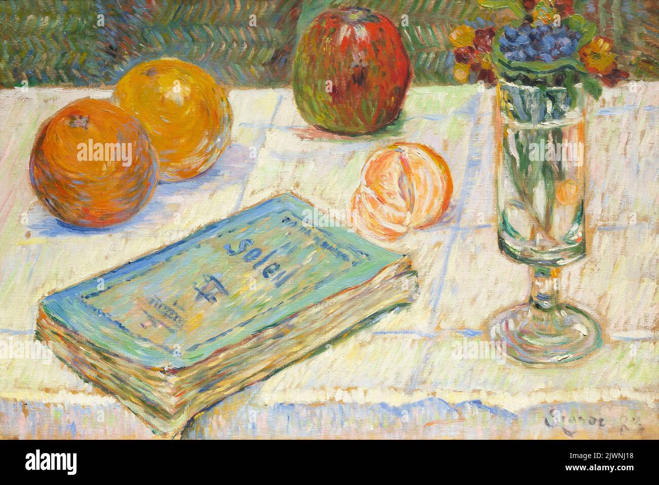 Still Life with a Book, Paul Signac, 1883, Alte Nationalgalerie, Berlin, Germany, Europe Stock Photo