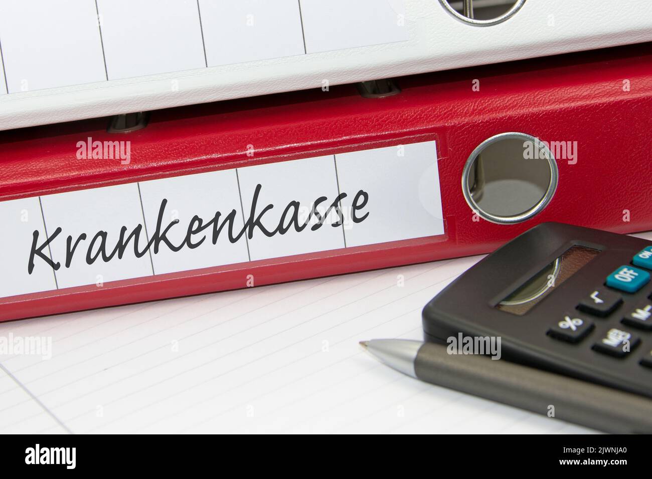 File folder with the inscription 'Krankenkasse', translation 'health insurance' Stock Photo