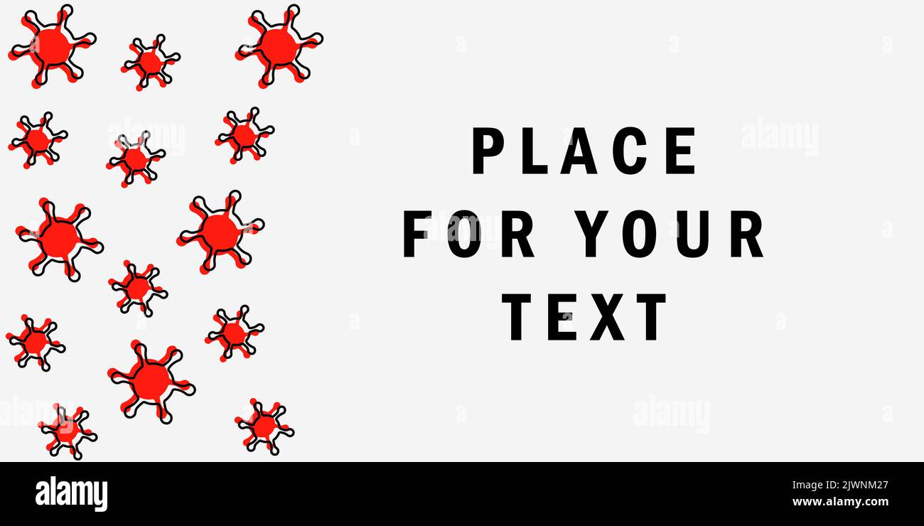 Banner with vector illustration of the red virus. Place for text. Copy ...