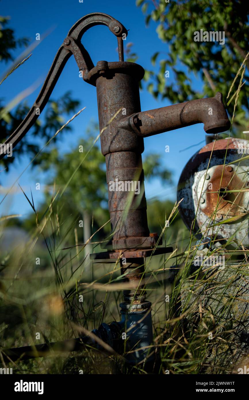 traditional old rusty water pump Stock Photo Alamy